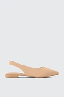 Ardene Pointed Toe Slingback Flats in Beige | Size | Faux Leather | Eco-Conscious