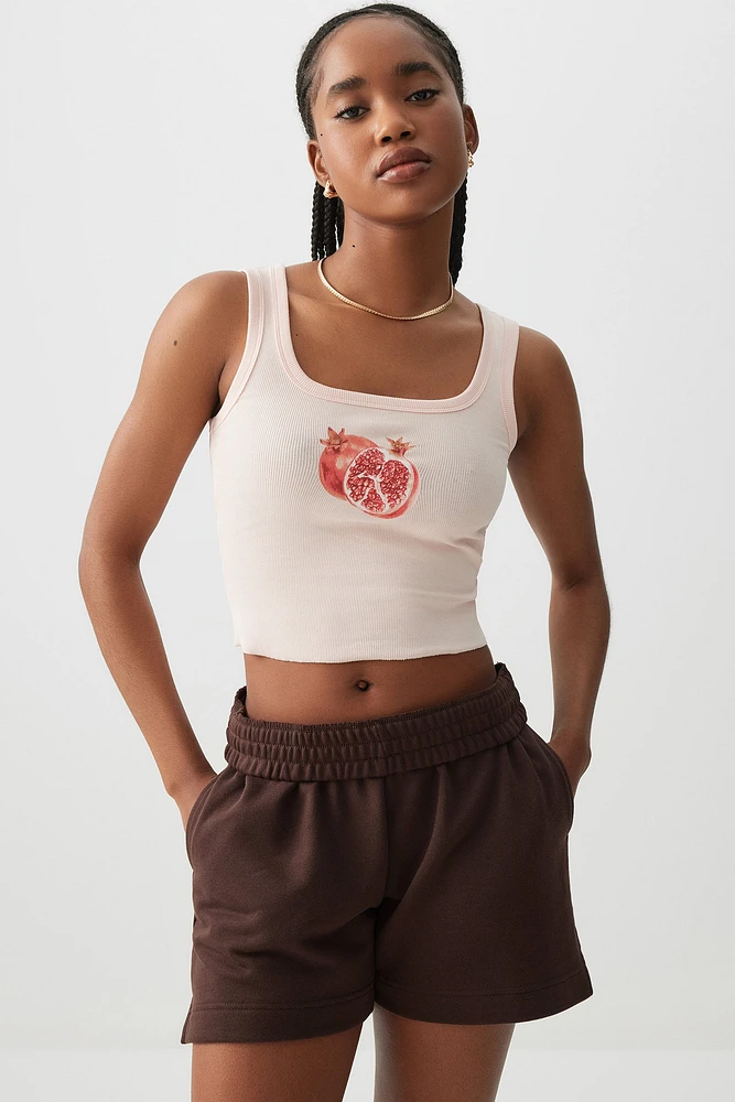 Ardene French Terry Shorts with Side Slits in Brown | Size XS | Polyester/Cotton | Eco-Conscious