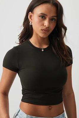 Ardene Super Soft Ultra Crop Fitted T-Shirt in | Size | Polyester/Elastane