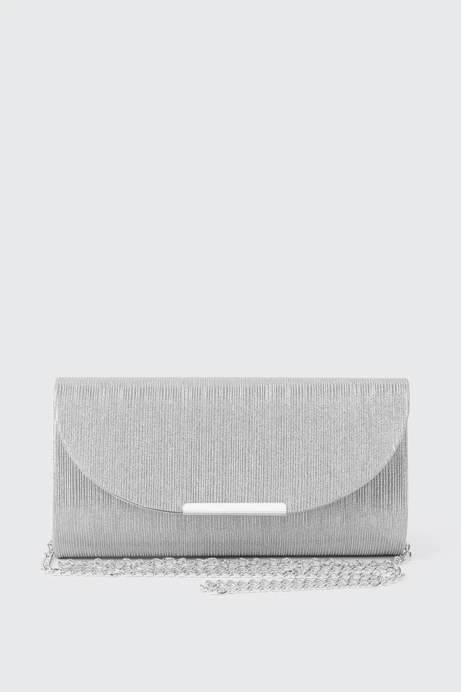 Ardene Shiny Envelope Clutch in Silver | Polyester