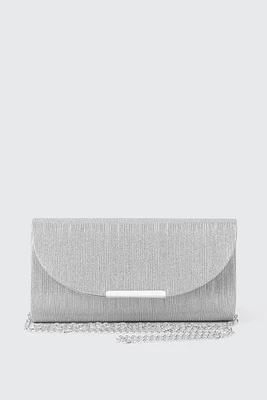 Ardene Shiny Envelope Clutch in Silver | Polyester