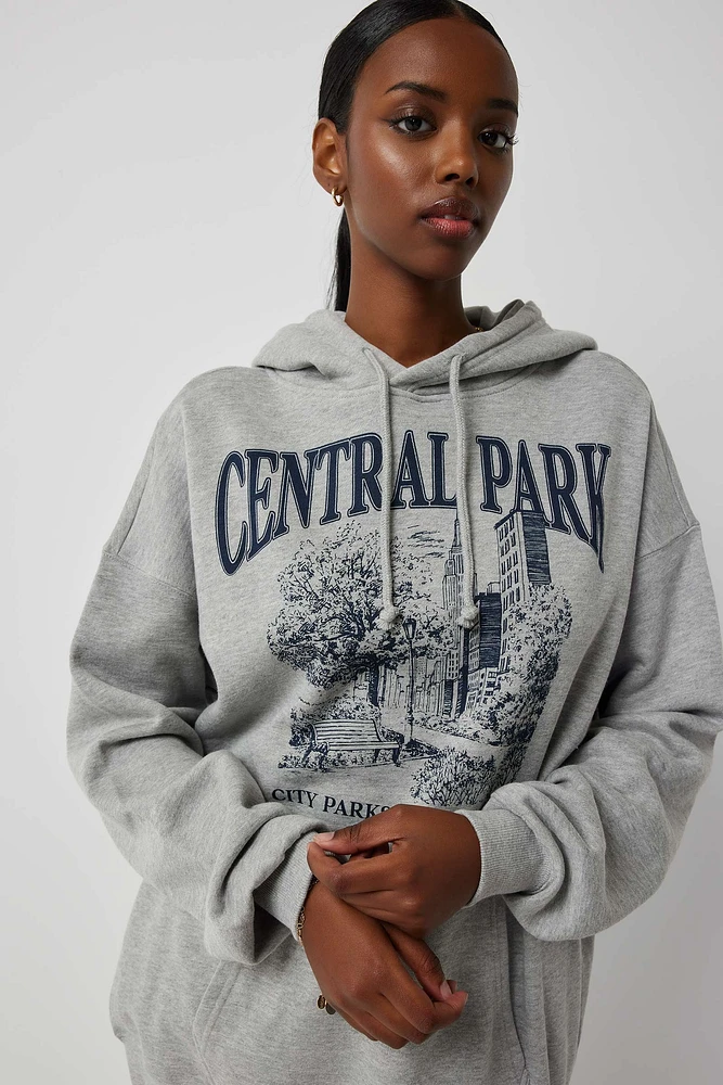 Ardene New York Graphic Hoodie in | Size | Polyester/Cotton | Fleece-Lined