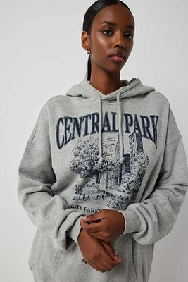 Ardene New York Graphic Hoodie in | Size | Polyester/Cotton | Fleece-Lined