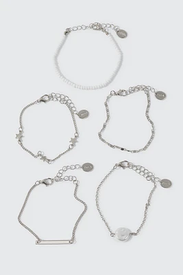 Ardene 5-Pack Star Charm Bracelets in Silver