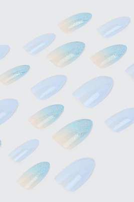 Ardene 20-Pack Blue Glitter Fake Nails in Light Blue