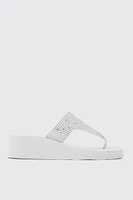 Ardene Embellished Wedge Flip-Flops Sandals in White | Size