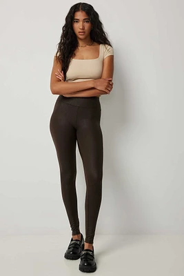 Ardene Washed Faux Leather Leggings in Brown | Size | Faux Leather/Spandex