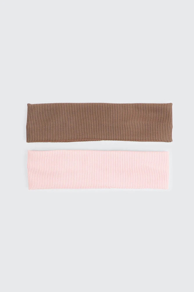 Ardene 2-Pack Ribbed Headbands in Light