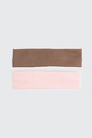 Ardene 2-Pack Ribbed Headbands in Light