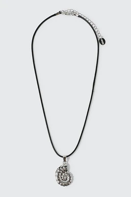 Ardene Cord Necklace with Snail Pendant in Silver