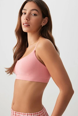 Ardene Rib Seamless Bralette in Light Pink | Size Small | Nylon/Elastane