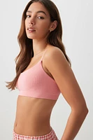 Ardene Rib Seamless Bralette in Light Pink | Size Small | Nylon/Elastane