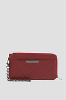 Ardene Quilted Faux Leather Cardholder in Burgundy | 100% Recycled Polyester/Faux Leather | Eco-Conscious