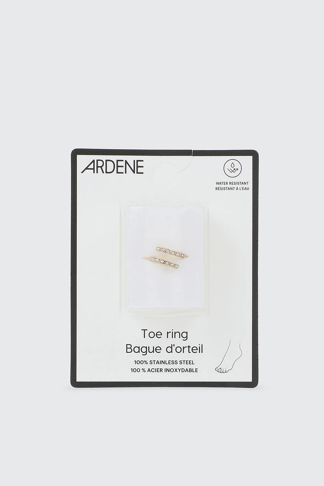 Ardene Toe Ring with Stone Details in Gold | Stainless Steel