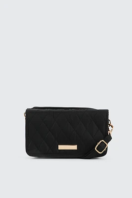 Ardene Quilted Phone Bag in Black | 100% Recycled Polyester/Nylon | Eco-Conscious