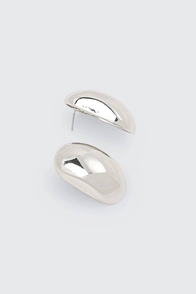 Ardene Chunky Oval Stud Earrings in Silver | Stainless Steel