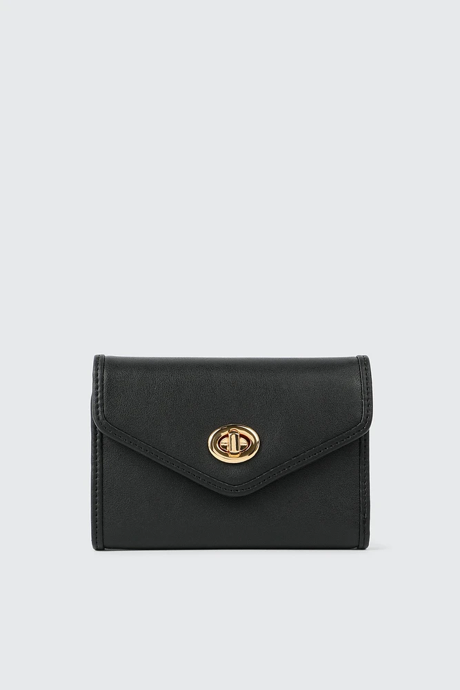 Ardene Envelope Wallet in Black | Faux Leather/Polyester