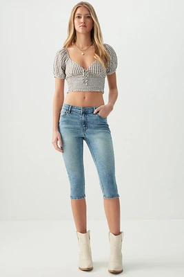 Ardene Mid Rise Denim Capris in | Size | Polyester/Spandex/Cotton