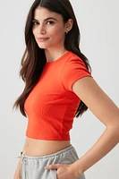 Ardene Basic Ultra Crop Crew Neck T-shirt in | Size | Cotton/Elastane | Eco-Conscious