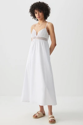 Ardene Smocked Bust Maxi Dress in White | Size | Polyester/Cotton