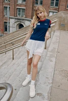 Ardene Mini Lace Asymmetrical Skirt in White | Size | Polyester/Nylon/Elastane