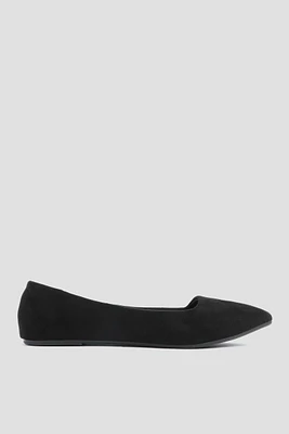 Ardene Classic Pointy Flats in Black | Size | Polyester/Faux Suede | Eco-Conscious