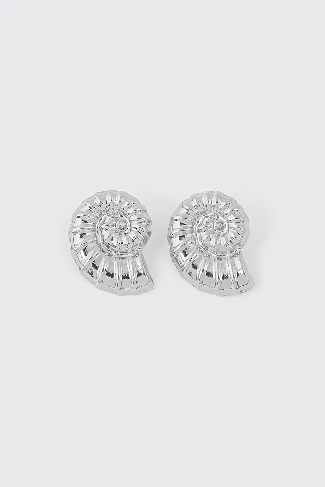 Ardene Whorl Seashell Earrings in Silver | Stainless Steel