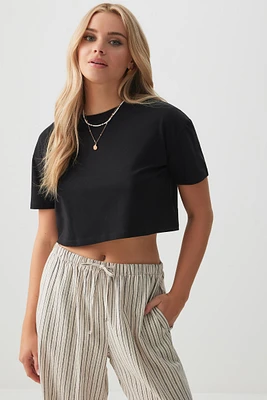 Ardene Basic Ultra Crop Boxy T-Shirt in | Size | Cotton/Elastane | Eco-Conscious