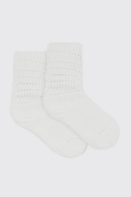 Ardene Slouchy Crew Socks in White | Polyester/Spandex
