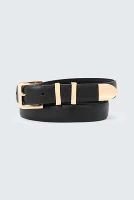 Ardene Belt with Metal Tip in Black | Size | Faux Leather