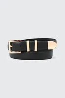 Ardene Belt with Metal Tip in Black | Size | Faux Leather