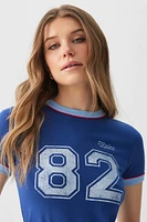 Ardene Short Graphic Ringer T-Shirt in | Size | Cotton/Elastane