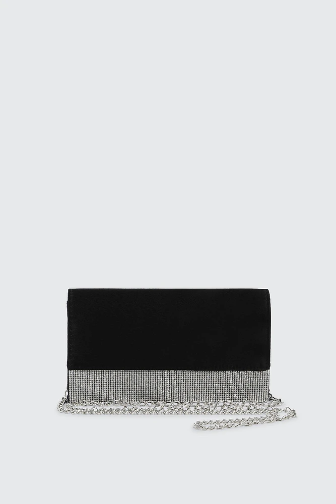 Ardene Rhinestone Embellished Clutch in | Polyester