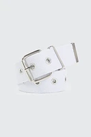 Ardene Canvas Eyelet Belt in White | Size Small | Polyester