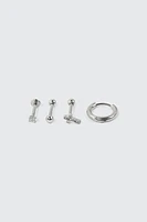 Ardene 4-Pack Cartilage Piercings with Cross Detail in Silver