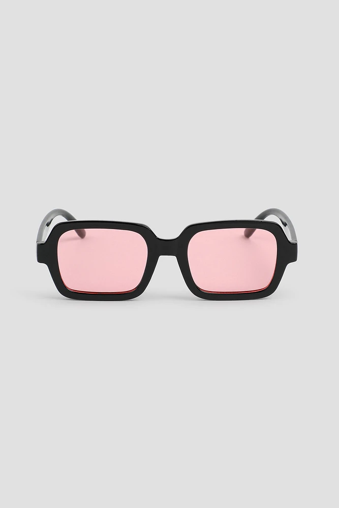 Ardene Square Colored Lense Sunglasses in Light Pink