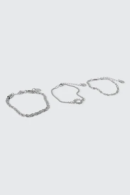 Ardene 3-Pack Chain Bracelets in Silver