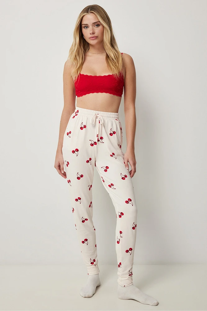 Ardene Printed PJ Joggers in Light Pink | Size Small | Polyester/Spandex | Eco-Conscious