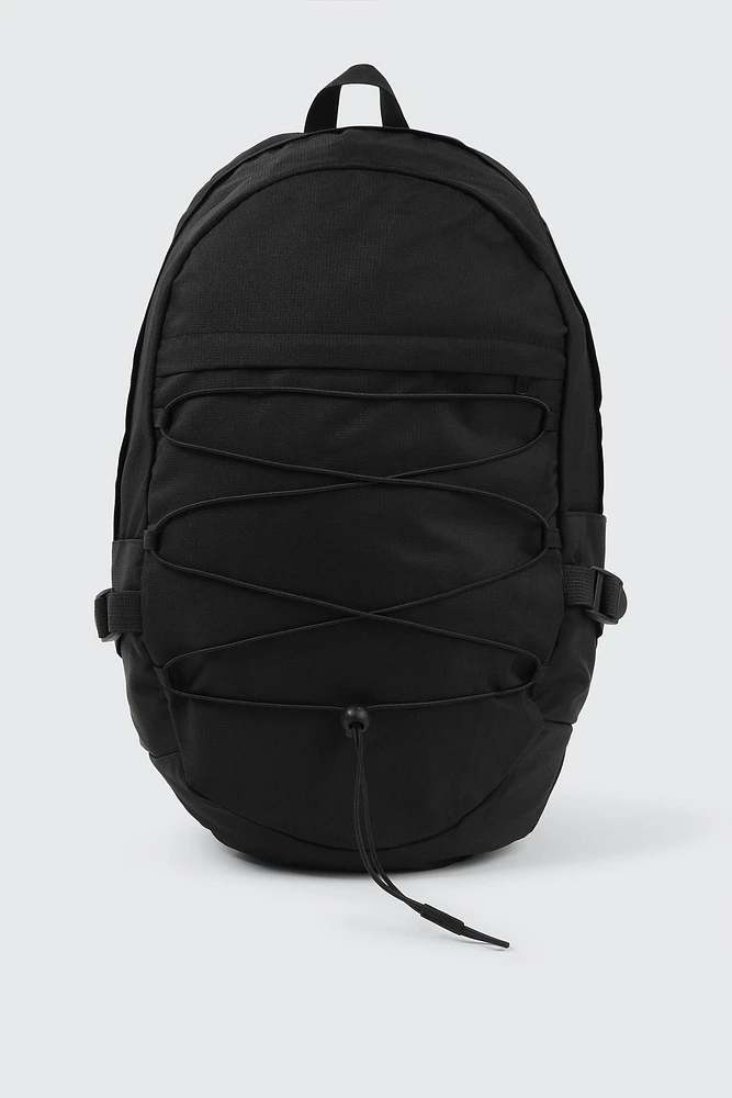 Ardene Man Black Canvas Backpack For Men | Polyester | Eco-Conscious
