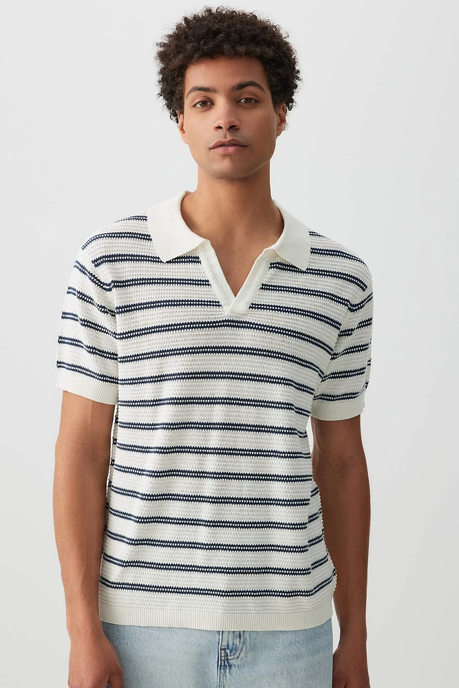Ardene Man Knitted Polo Shirt For Men in White | Size | Cotton