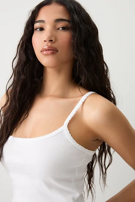 Ardene Basic Scoop Neck Tank Top in White | Size | Cotton | Eco-Conscious