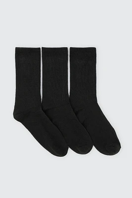 Ardene 3-Pack Ribbed Crew Socks in | Polyester/Spandex
