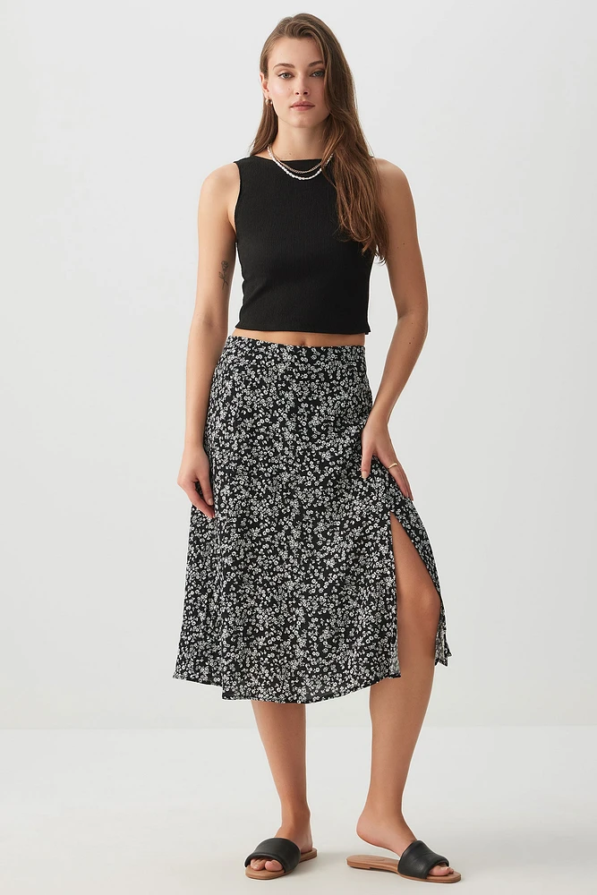 Ardene Flowy Midi Skirt with Slit | Size | 100% Viscose