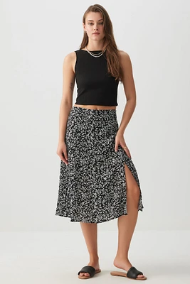 Ardene Flowy Midi Skirt with Slit | Size | 100% Viscose