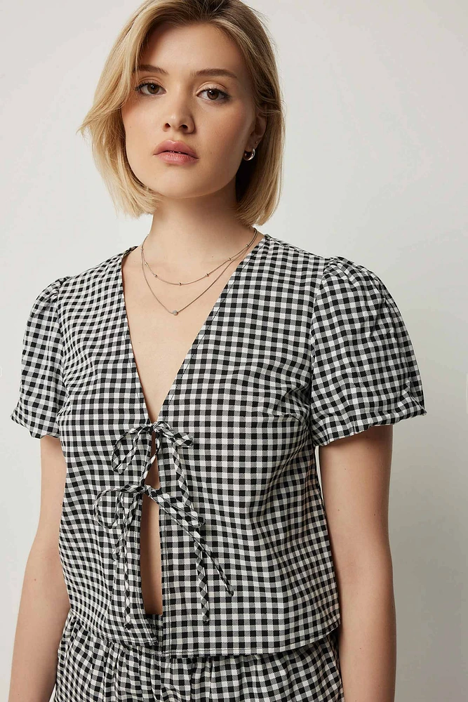Ardene Boxy Tie Front Blouse in | Size | 100% Cotton