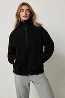 Ardene Oversized Sherpa Jacket in Black | Size Medium | Polyester