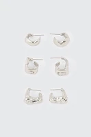 Ardene 3-Pack Irregular Hoops in Silver | Stainless Steel