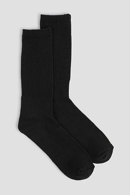 Ardene Man 2-Pack of Sport Crew Socks For Men in Black | Polyester/Cotton/Elastane