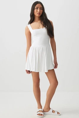 Ardene Square Neck Mini Dress in White | Size | Rayon/Spandex