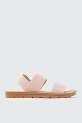 Ardene Elastic Strap Flat Sandals in Light Pink | Size